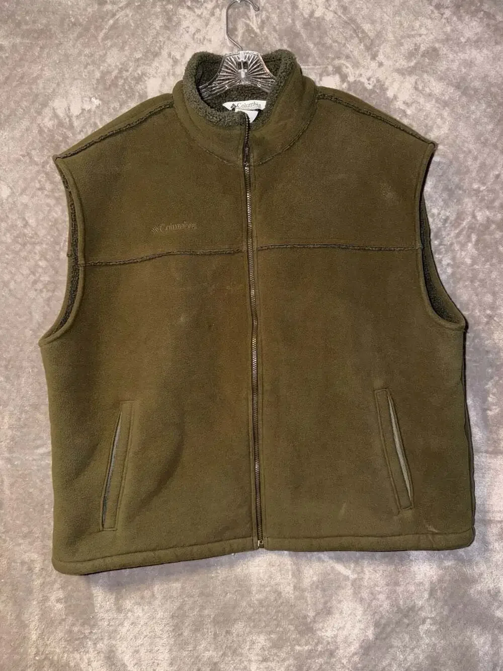 Columbia Green Fleece Full Zip Vest Jacket